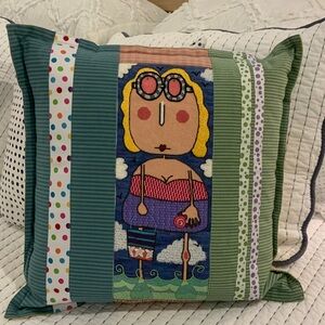 Needlepoint Colorful Patchwork Decorative Pillow